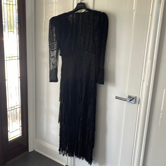Vintage Gothic Black Beaded Formal Gown from Kleinfeld’s, Size 12 - Picture 2 of 13